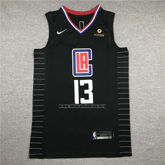 Camiseta Los Angeles Clippers Paul George NO 13 Statement 2019-20 Negro